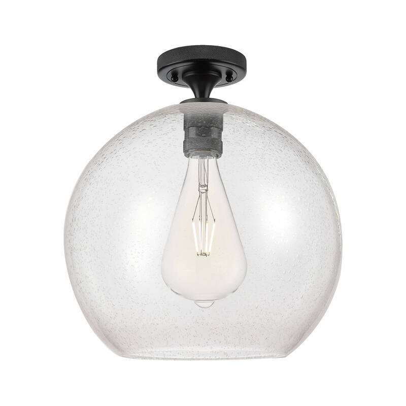 Innovations Lighting Downtown Urban - Crown Point - 1 Light 12" Athens Flush Mount - Seedy/Matte Black