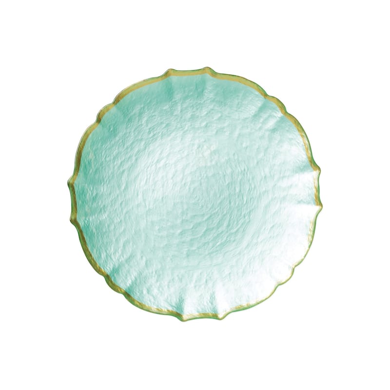 viva by VIETRI Baroque Glass Aqua Salad Plate