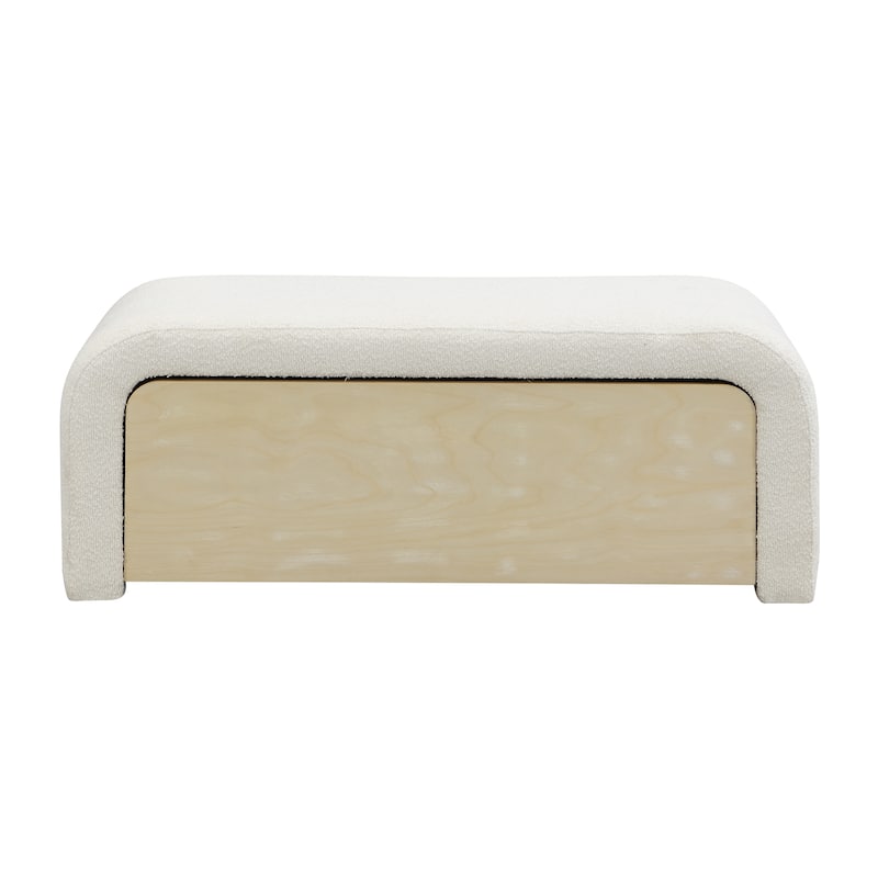 Christopher Knight Home - Zephyrine Boucle Storage Ottoman with Paulownia Drawer and Padded Versatility