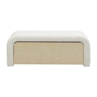 Christopher Knight Home - Zephyrine Boucle Storage Ottoman with Paulownia Drawer and Padded Versatility