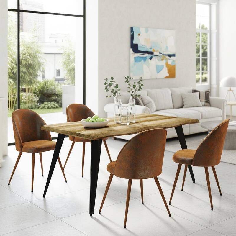 Homy Casa 5-Piece Dining Set with Modern Table and Upholstered Side Chairs