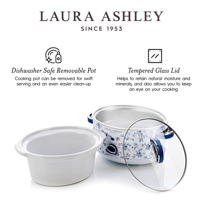 VQ Laura Ashley VQSLWC3LLACR Slow Cooker 3.5L, China Rose
