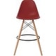 preview thumbnail 8 of 57, Counter Stool With Back Plastic Molded Wooden Eiffel Base For Kitchen Island Hotel Work High Chair Red