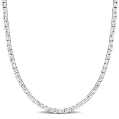 Miadora Sterling Silver 5 1/10ct TGW Created White Moissanite Tennis Necklace
