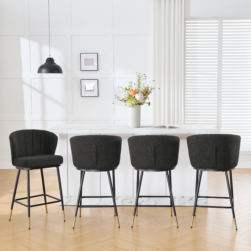 26" Boucle Fabric Counter Height Bar Stools, Set of 2/3/4 - 35.83"H x 22"W x 20.28"D
