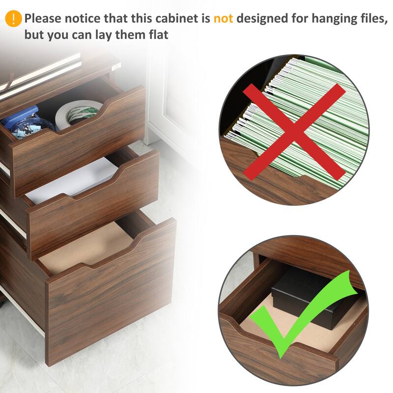 3 Drawer Office Storage Cabinet, Under Desk Cabinet with Wheels