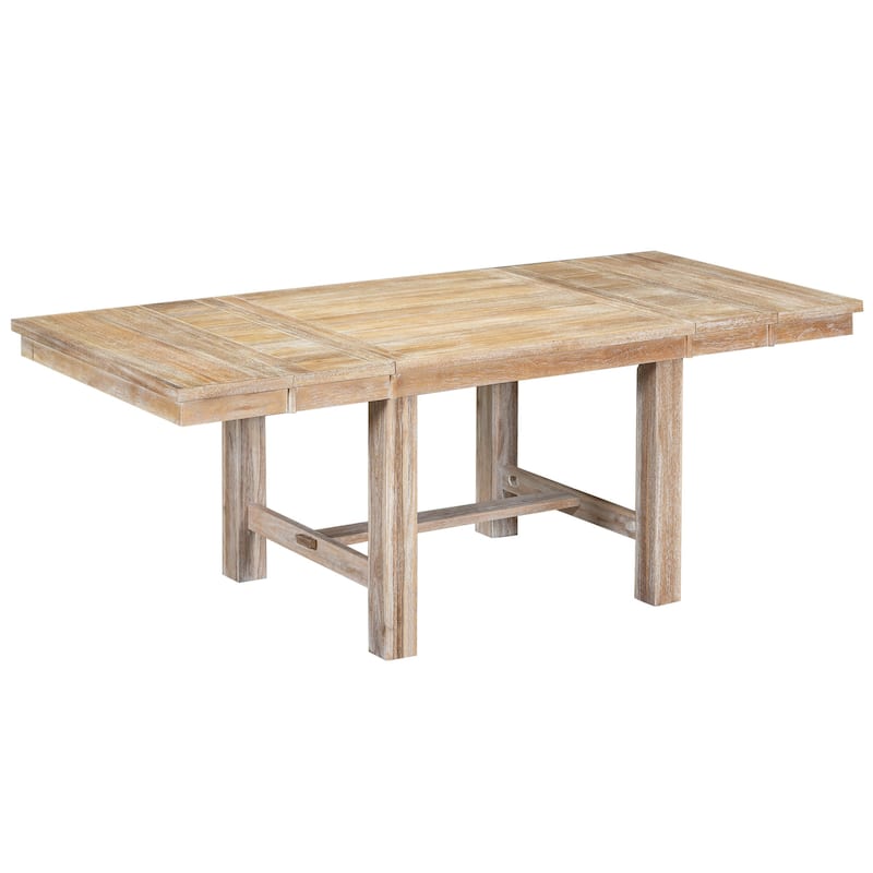 6-Piece Wooden Dining Table Set with Extendable Table & 4 Chairs & Bench