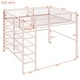 preview thumbnail 3 of 7, Full Size Loft Bed with 4-Tier Storage Shelves, Metal Bed with Full Length Guardrail, Kid's Bed for Bedroom, Pink