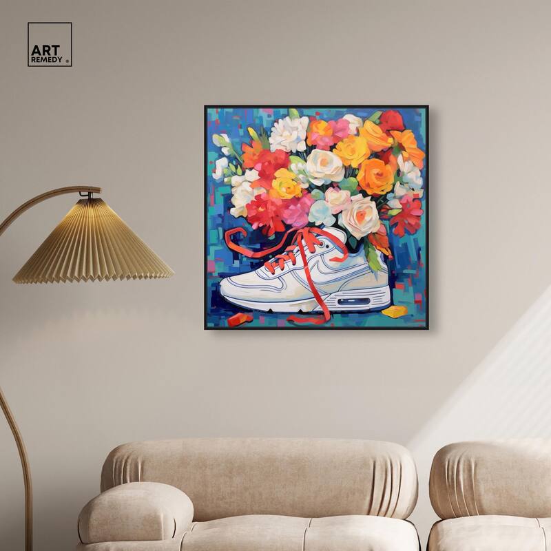 Whimsical Sneaker with Flowers Canvas by Art Remedy