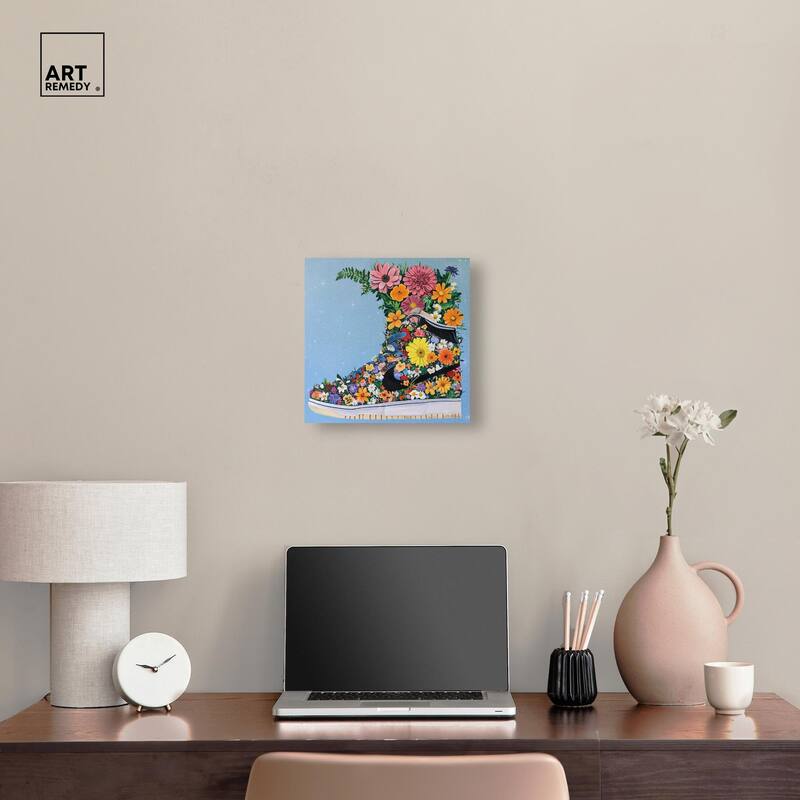 Blooming Floral Sneaker Canvas by Art Remedy, Gallery Wrapped