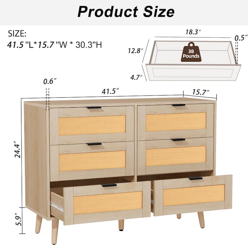 Chest Of Dresser Storage Tower Cabinet Bedroom Organizer Rattan Dresser