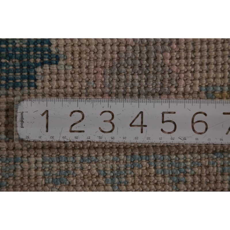 Hand Knotted Oriental 100% Wool Carpet Transitional Geometric Navy Blue & Blues Oushak Runner Rug - 14' 0'' X 3' 4''