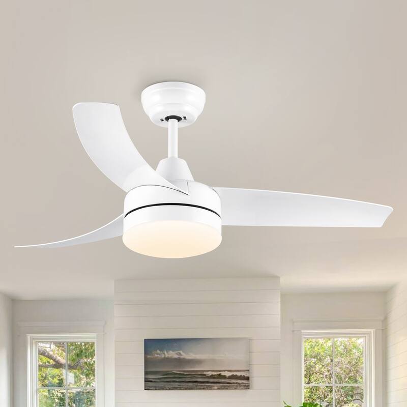 YUHAO Modern 42-in. Integrated LED Propeller Ceiling Fan Lighting with Remote Control - 42