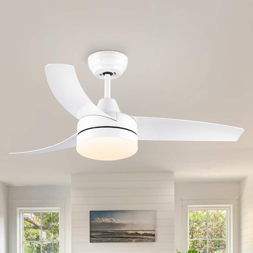 YUHAO Modern 42-in. Integrated LED Propeller Ceiling Fan Lighting with Remote Control - 42
