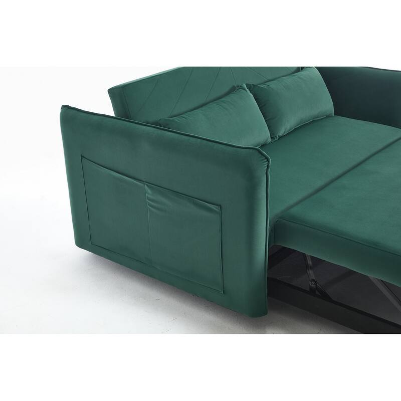 55" Velvet Small Loveseat Lounge Couches with 2 Pillows and Reclining Backrest - 2 Seat