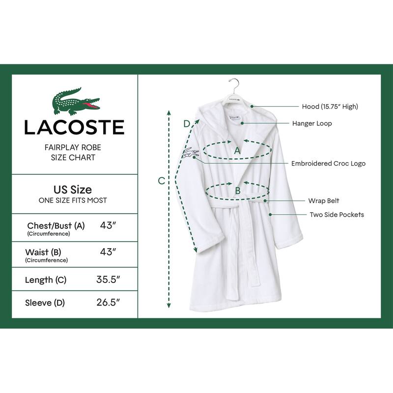 Lacoste Fairplay Robe Straight Above the Knee On Sale Bed Bath