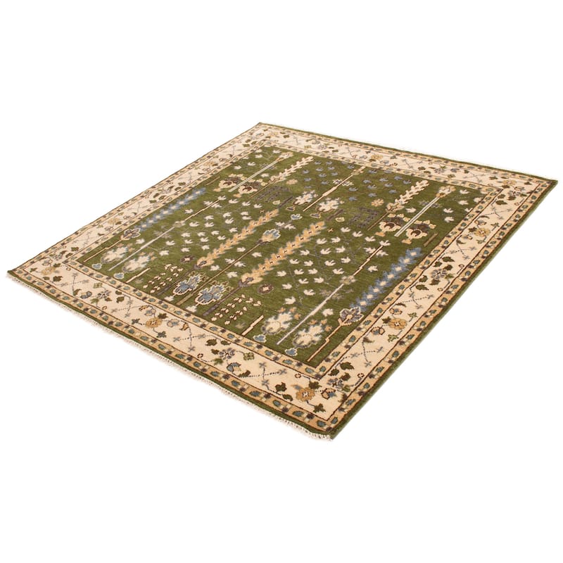 ECARPETGALLERY Hand-knotted Jules Serapi Green Wool Rug - 8'1 x 7'11