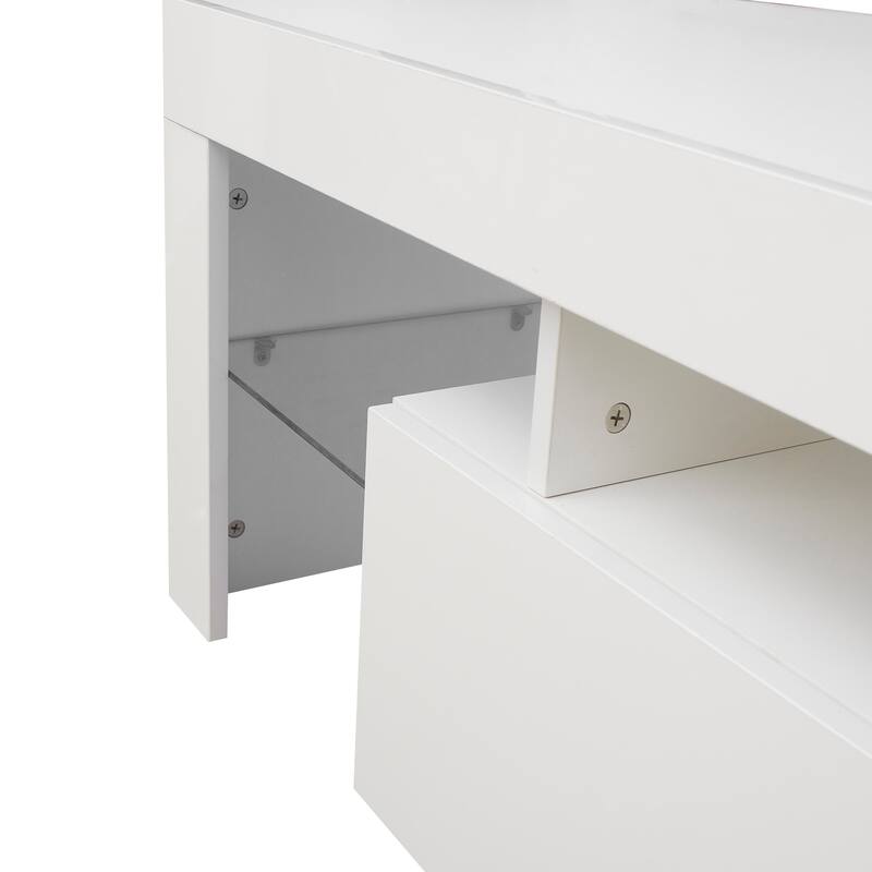 GDF Studio - Hermey Modern Entertainment TV Stand with LED Lights and Storage