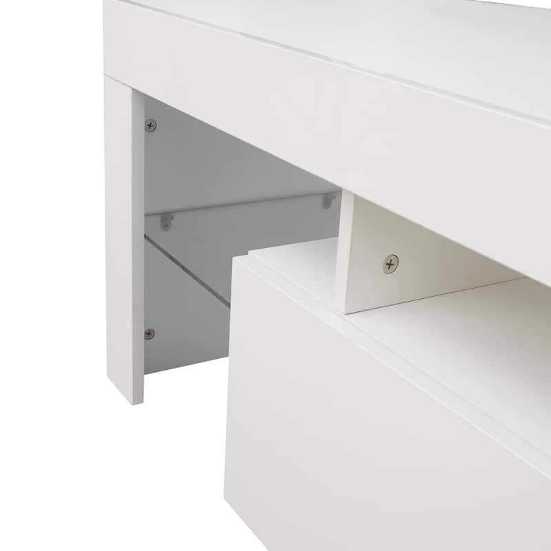 Wood TV Stand with Drawer and LED Light for TVs up to 59"