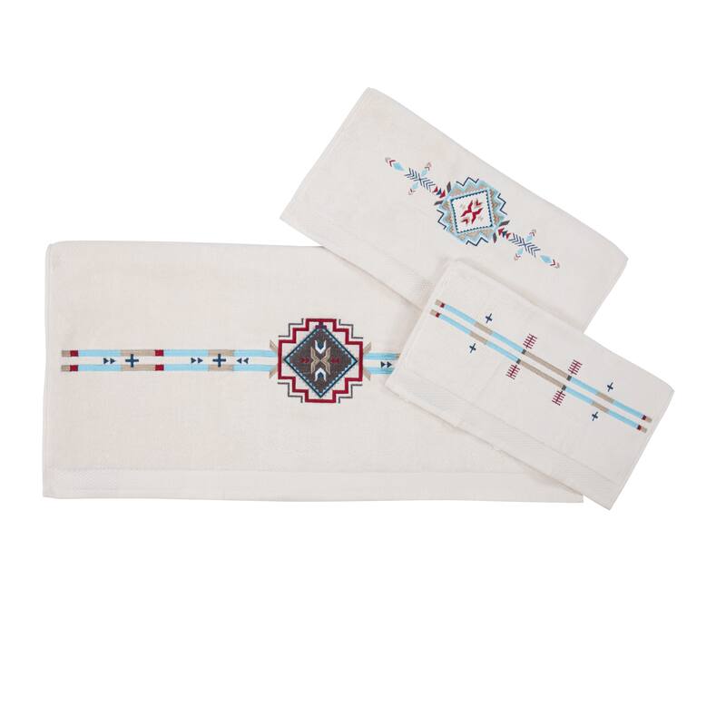 Paseo Road by Hiend Accents Spirit Valley Southwestern Aztec Design Towel Set, 3PC - Cream