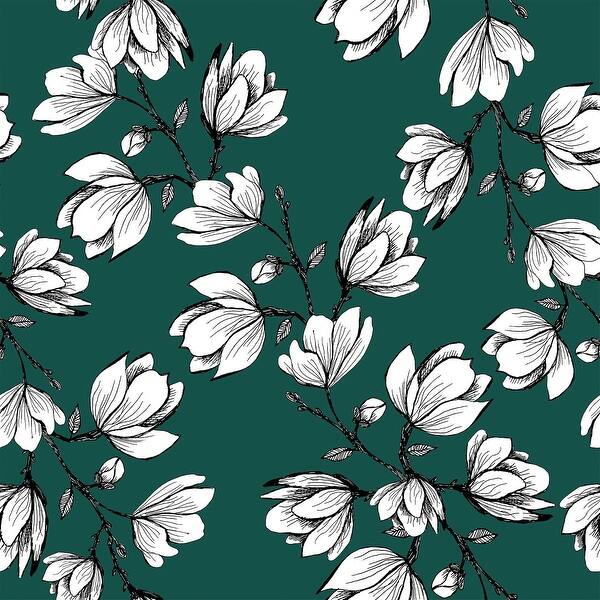 Dark Green Wallpaper with White Flowers Bed Bath & Beyond 35647143