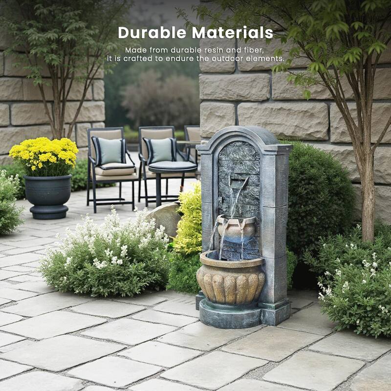 European Style Outdoor 3-Tiered Freestanding Weather Resistant Garden Fountain
