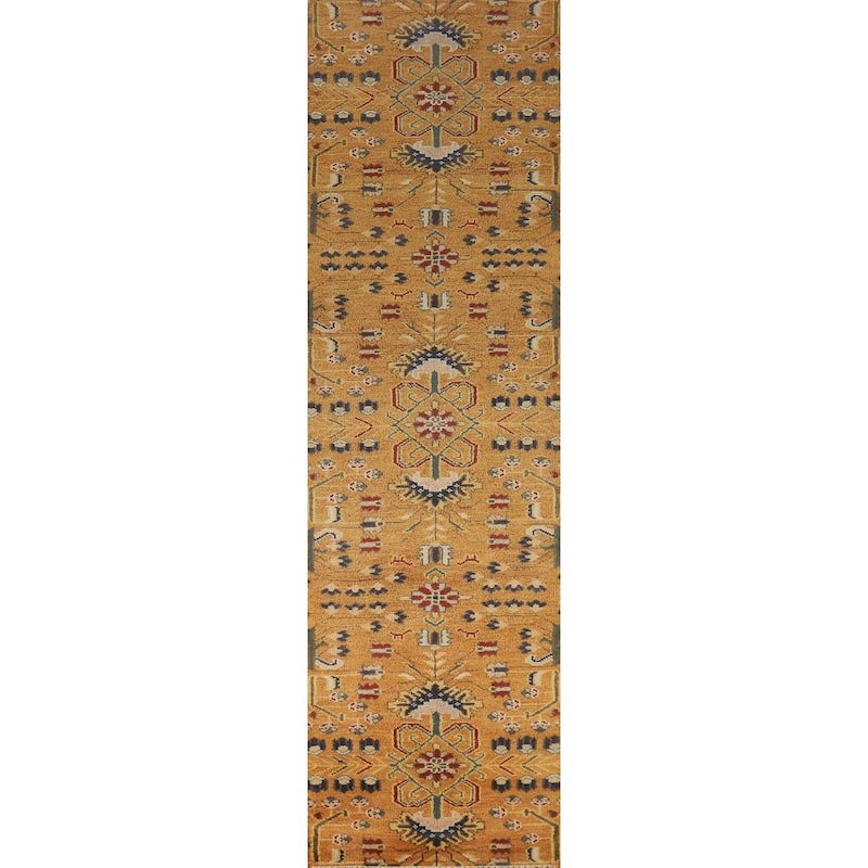 Orange & Rust Kazak Indian Runner Rug Handmade Wool Carpet - 2'6"x 12'0"