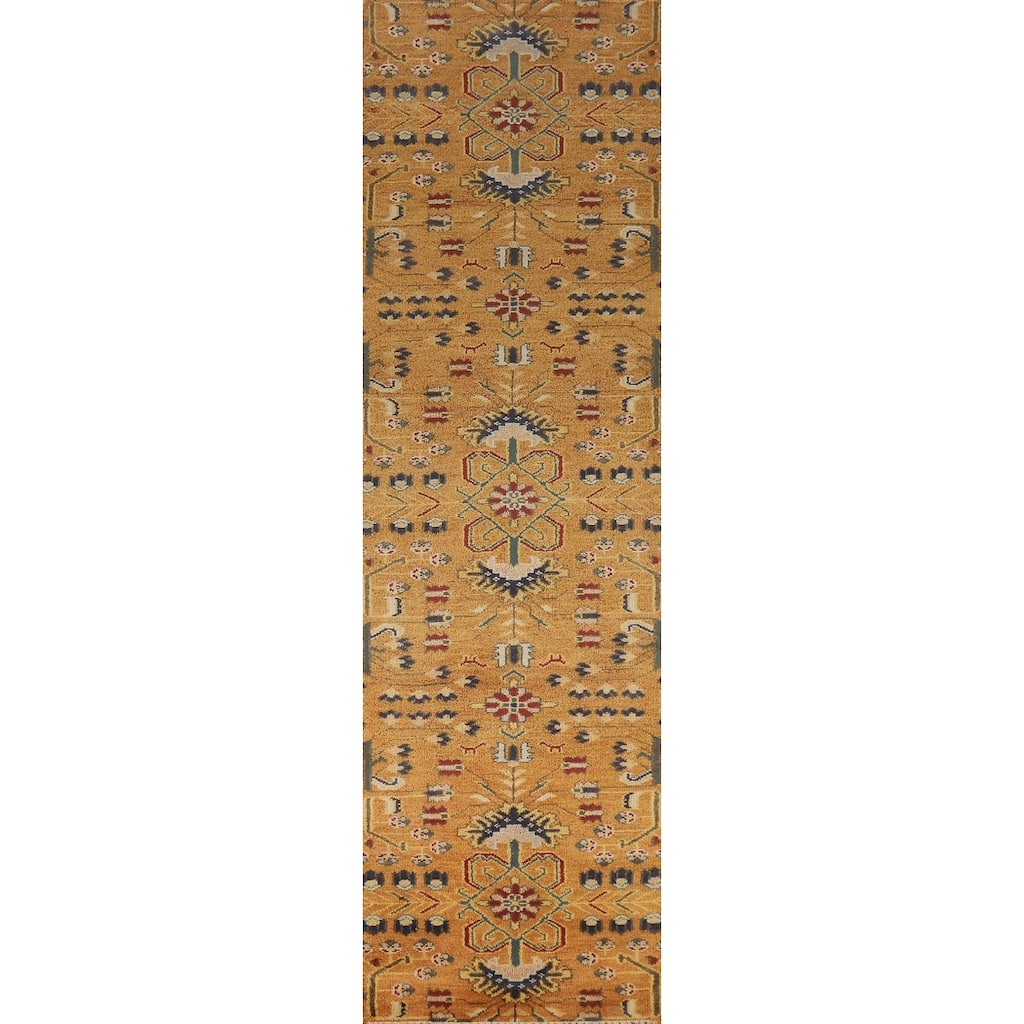 Orange & Rust Kazak Indian Runner Rug Handmade Wool Carpet - 2'6"x 12'0"