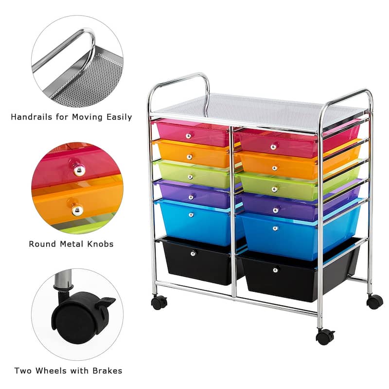 12-Drawers Rolling Storage Cart with Organizer Top - See Details
