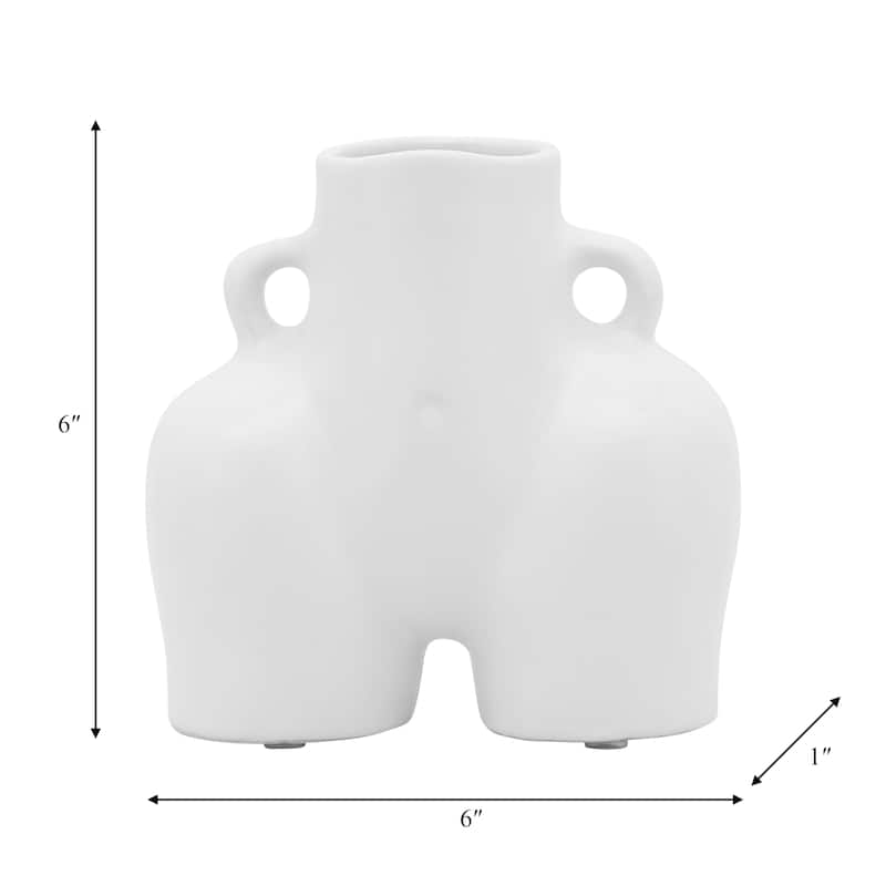 Sagebrook Home 6" Half Body Vase Contemporary Abstract Ceramic Body Shaped Flower Vase Unique Decorative Table Accent