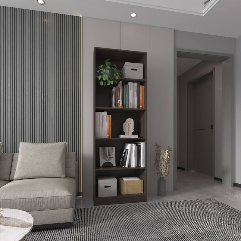 Home 4 Shelves Bookcase Kronos, Open Storage, Stained Walnut - Multicolor