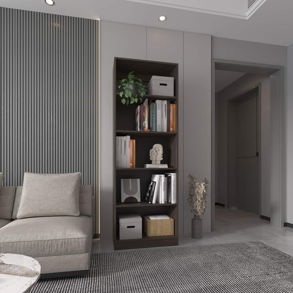 Home 4 Shelves Bookcase Kronos, Open Storage, Stained Walnut