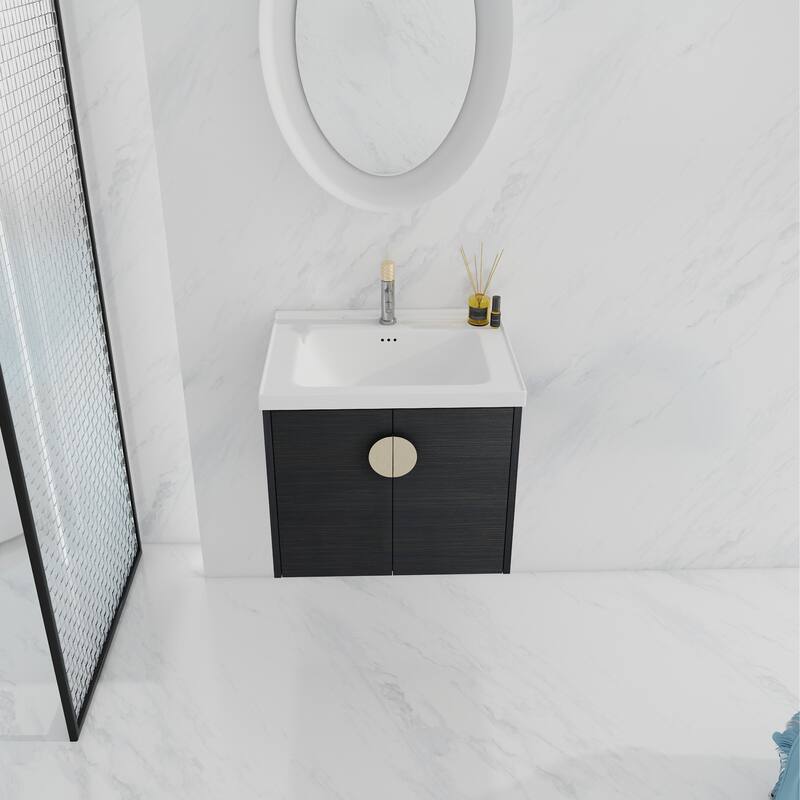 24 Inch Soft Close Doors Bathroom Vanity With Sink, For Small Bathroom