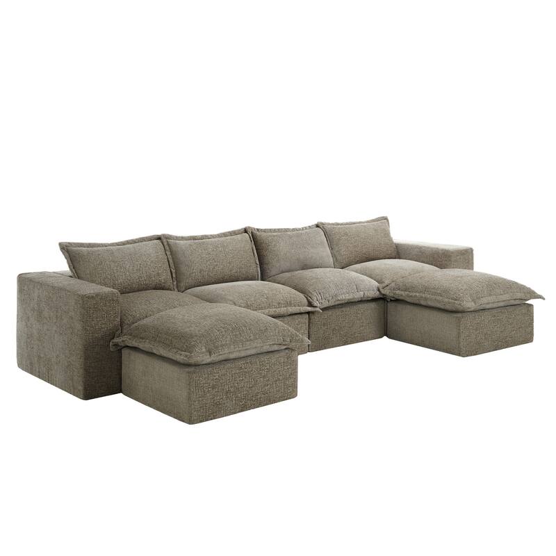 147.9'' W U-Shaped Modular Sectional Sofa Comfy Cloud Couch Chenille Sofa