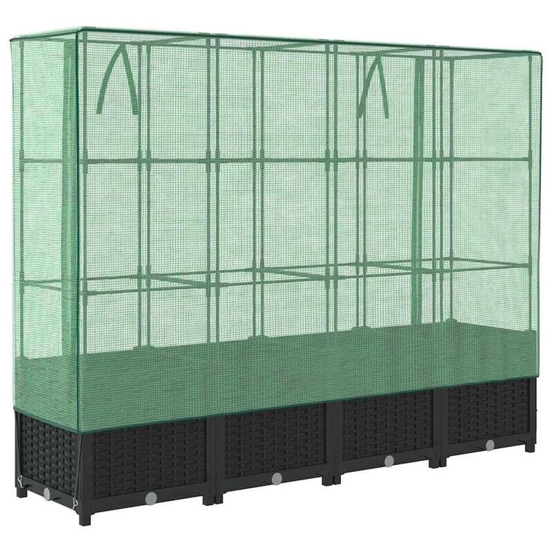 vidaXL Raised Bed Black, Green Polypropylene (PP), Polyethylene (PE), Iron - 15.7 x 63 x 54.3