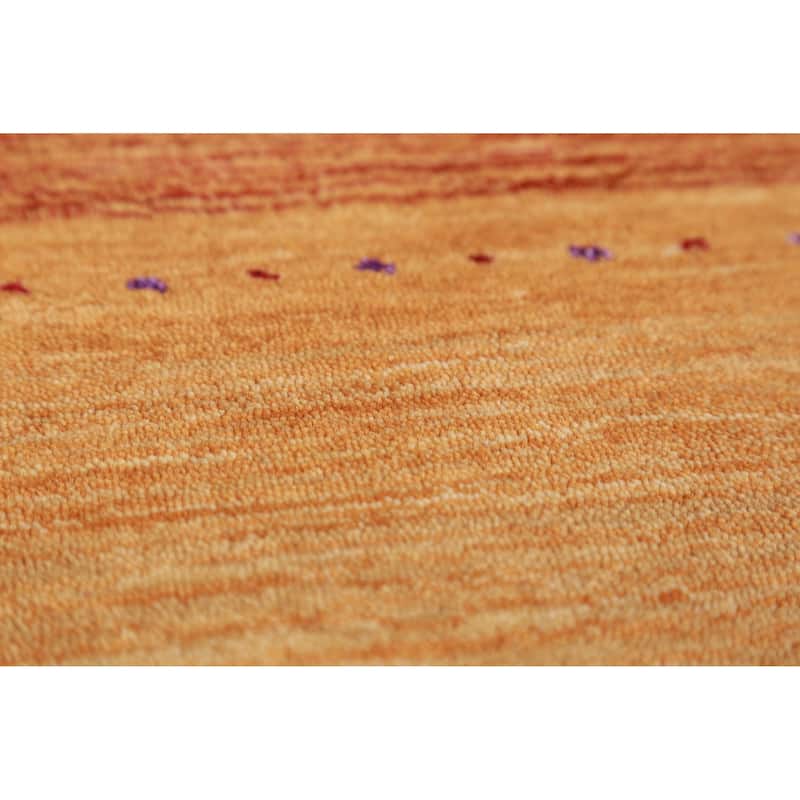 Striped Gabbeh Indian Rug Hand-Knotted Wool Carpet - 3'0" x 4'10"