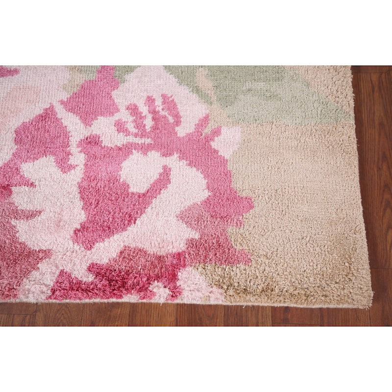 Handmade Abstract Indian Area Rug Oriental Wool & Silk Carpet - 5'4"x 8'3"