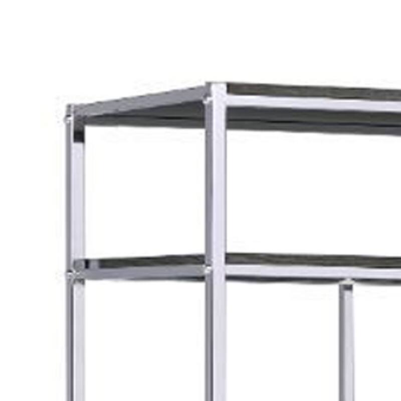Etagere Bookshelf with 7 Shelves and Geometric Pattern,Silver and Dark Gray