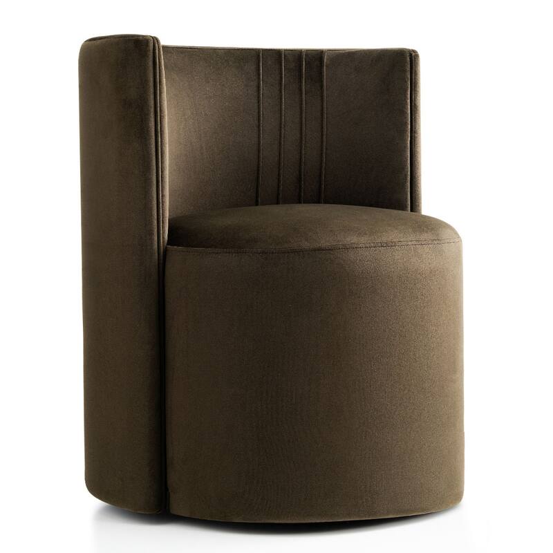 Velvet Swivel Dining Chairs with Rolling Casters, Upholstered Barrel Back Dining ArmChairs