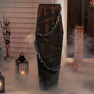 63" Animated and Lighted Chained Shaking Coffin Halloween Decoration