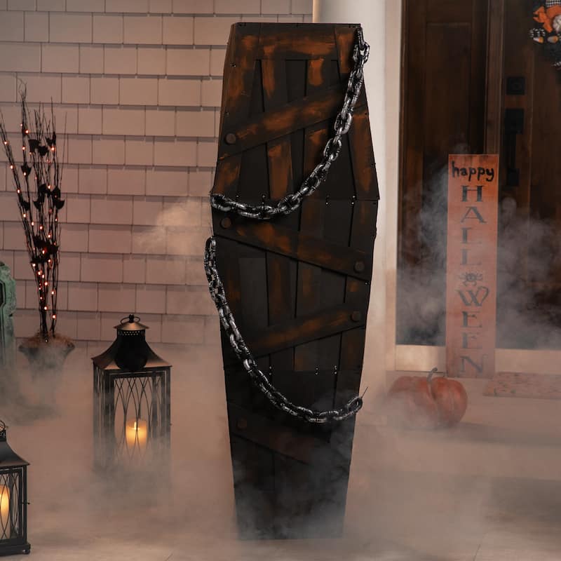 Animated Shaking Chained Coffin Halloween Decoration with Sound - 63"