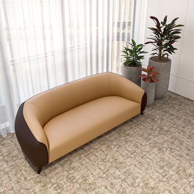 Opula Modern 3 Seater Vegan Leather Upholstered Sofa in Solid Wood Frame with High Density Foam Cushions and Metal Legs