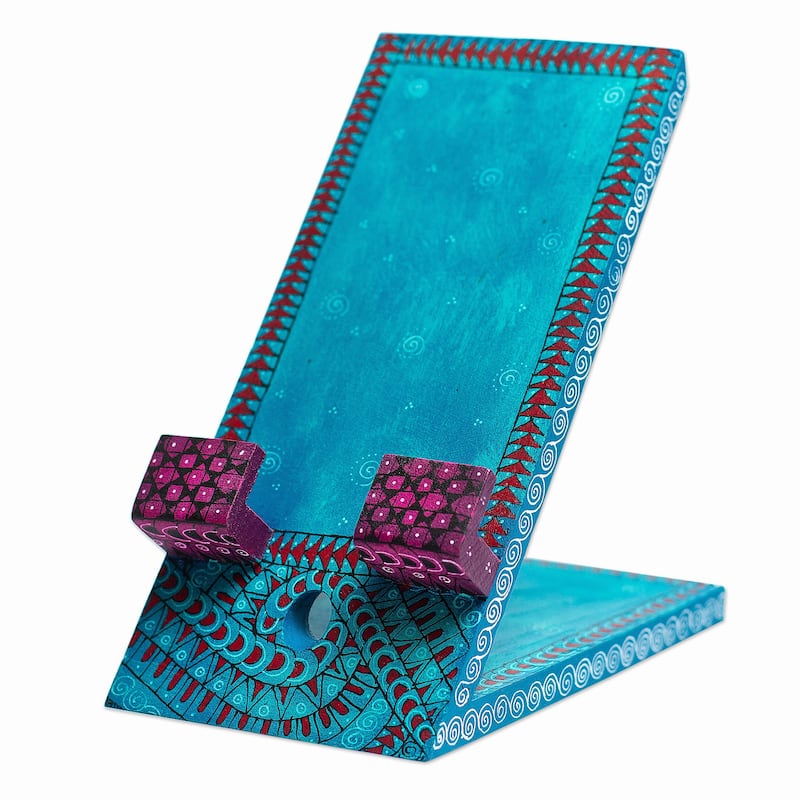Novica Handmade Hello Oaxaca Wood Phone Holder
