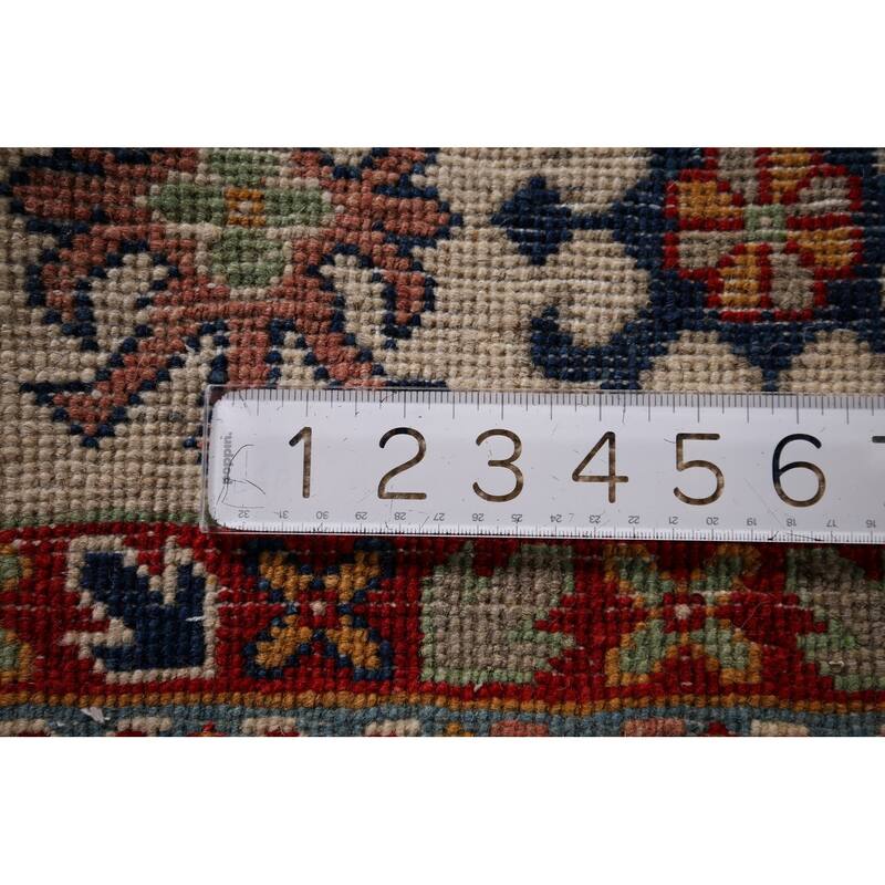 Beige Kazak Oriental Area Rug Hand-Knotted Bedroom Wool Carpet - 6'7" x 9'8"