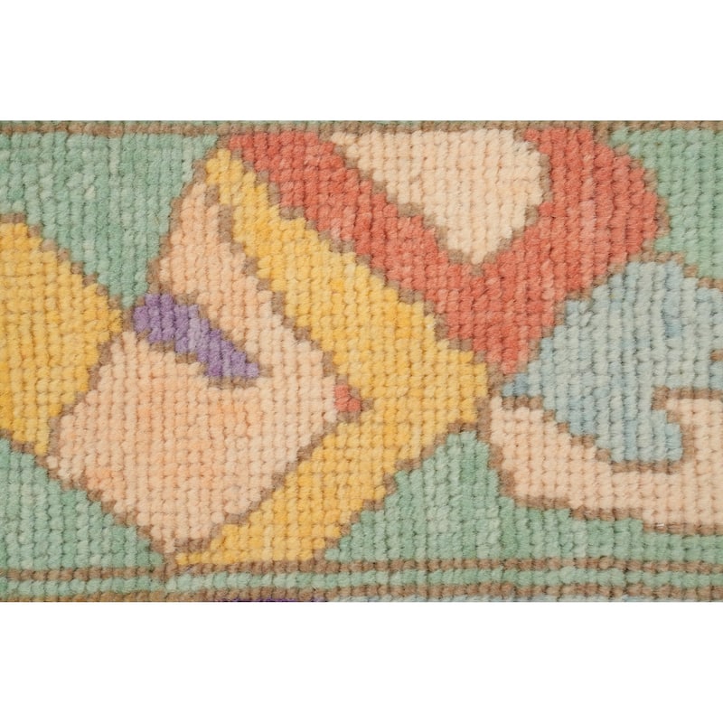 Hand Knotted Oriental 100% Wool Carpet Transitional Geometric Purples Oushak Area Rug - 8' 6'' X 6' 1''