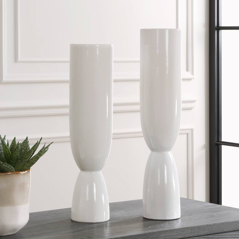 Uttermost Kimist White Vases, Set Of 2