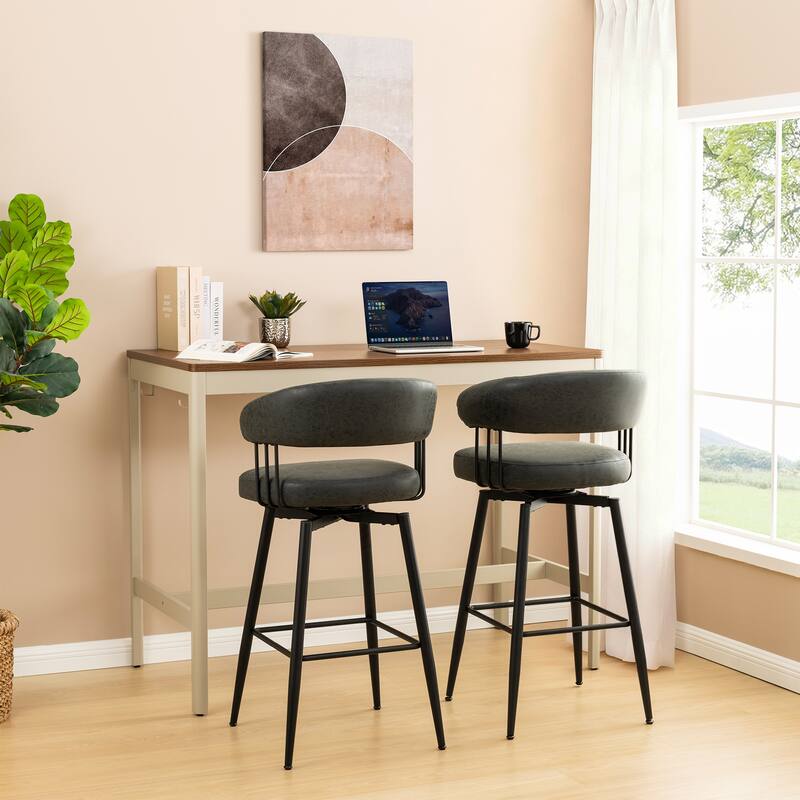 Glitzhome Set of 2 or 4 Modern Fabric/ PU Swivel Counter or Bar Stool with Metal Legs