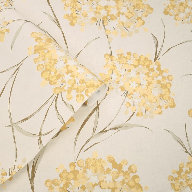 Laura Ashley Giselle Ochre Wallpaper
