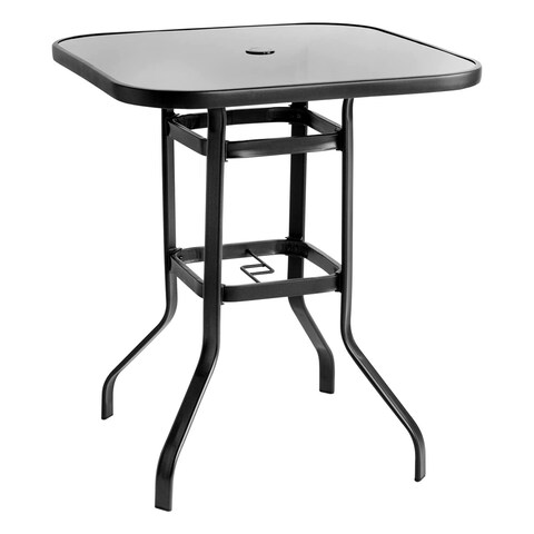 Outdoor Bistro Dining Table with Tempered Glass Top