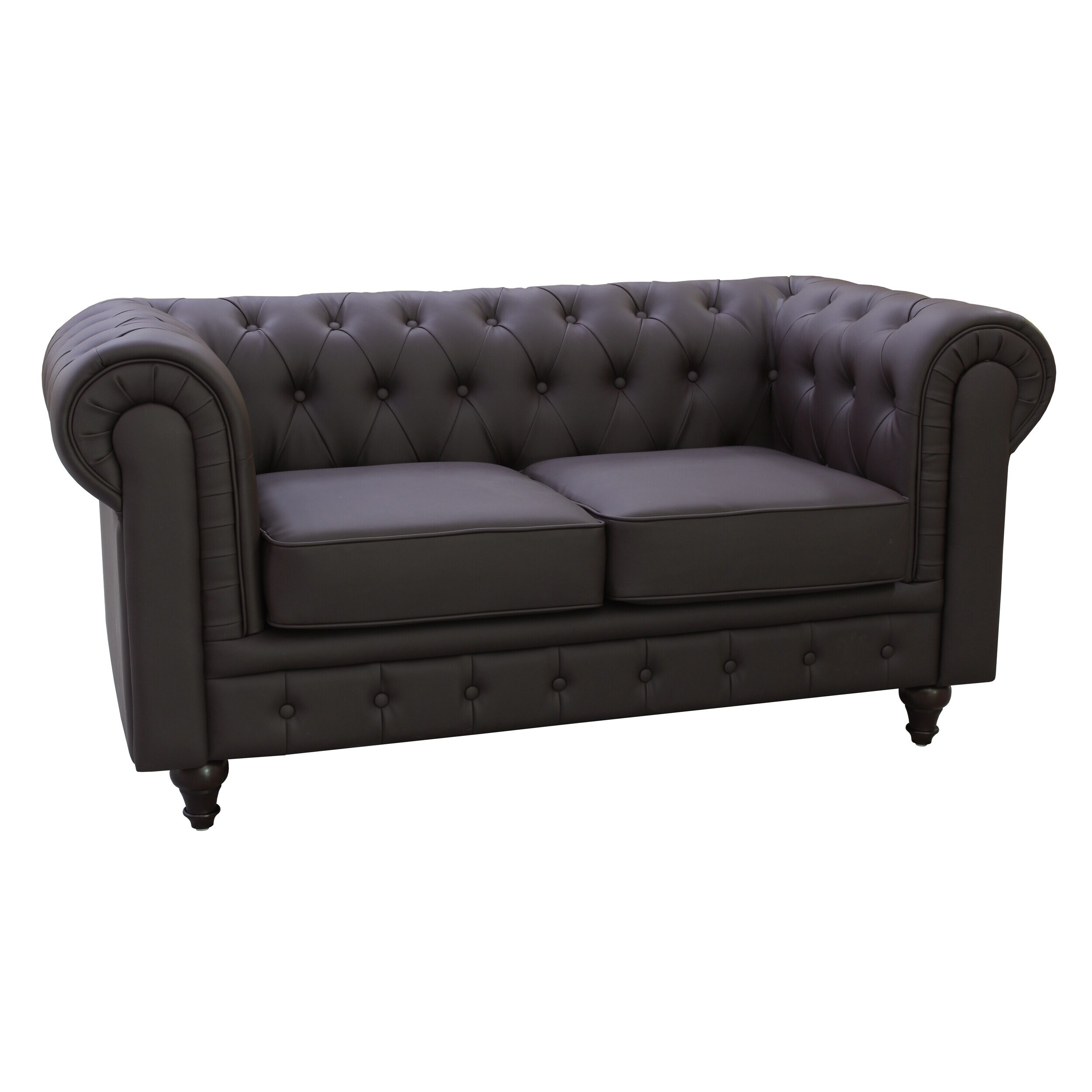 2-Seater Tufted PU Leather Double Sofa Brown HOMCOM 51 Wide Loveseat with Armrest 2-Seater Tufted PU Leather Double Sofa Brown HOMCOM 51 Wide Loveseat with Armrest